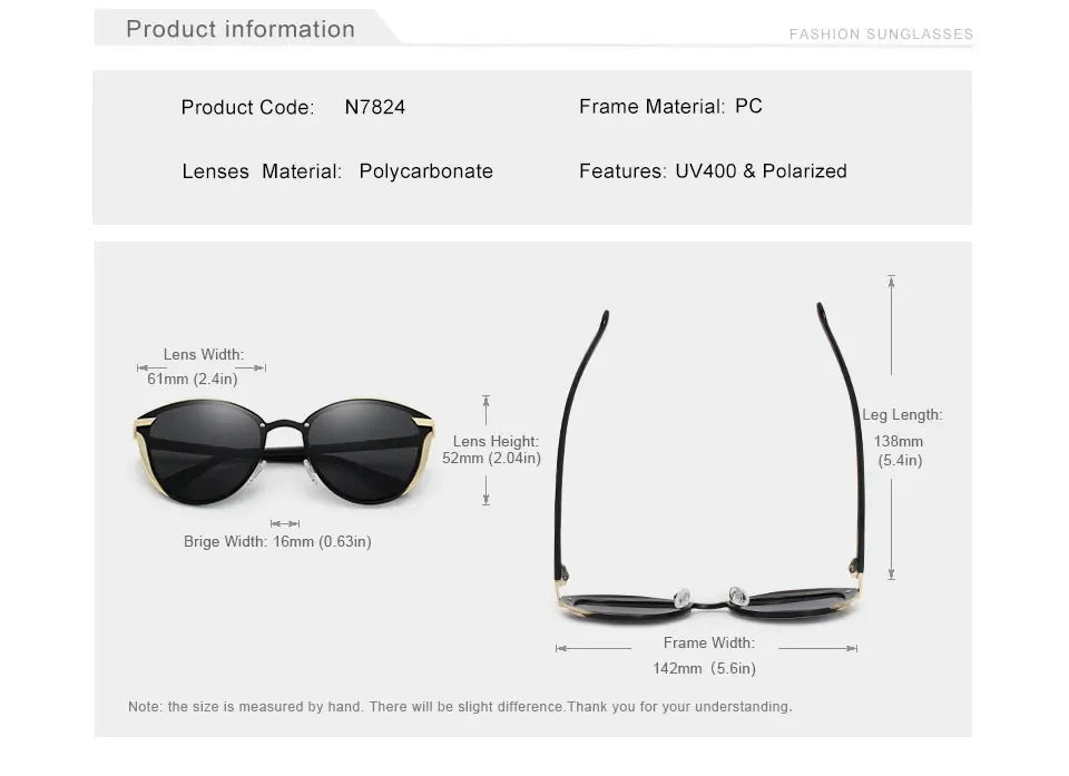 WIMN Polarized Sunglasses For Women Cat Eye Sun Glass Ladies Woman Eyewear Accessory UVAB Protection