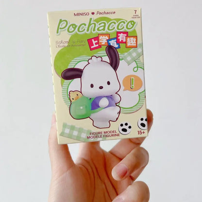 Sanrio Pochacco Go To School Cartoon Anime Figure Doll Model Decorate Action Figures Hobbies Children's Toys Christmas Gift