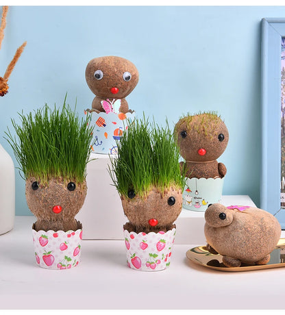Decoração do quarto casa diy decoração pequena cabeça de grama crescente planta bonito presente das crianças varanda interior va
