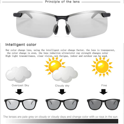 Photochromic Sunglasses Man Polarized Glasses Male Change Color Polaroid Sun Glasses for Men Sports Driving UV400 Gafas de sol