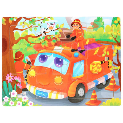 12piece Wooden Jigsaw Puzzle Cartoon Animal Parent-child Theme Puzzles Game Kids Montessori Educational Toys for Children Gifts