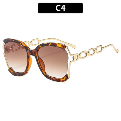 Designer Overisze Sunglasses For Woman Black Women's Fashion Metal Party Sun Glasses Big Frame Sale With Case Brown Green Red