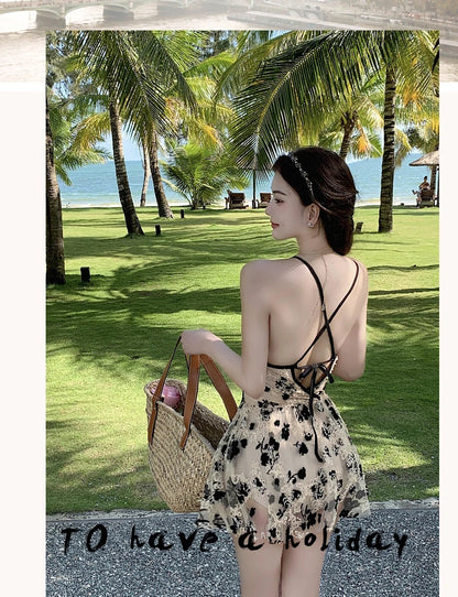 2024 New Swimsuit for Women Soaking in Hot Springs, One-piece Skirt Style with Belly Covering, Slimming and Sexy Bikini Swimwear