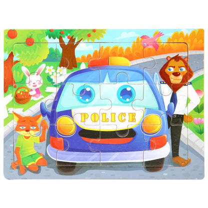 12piece Wooden Jigsaw Puzzle Cartoon Animal Parent-child Theme Puzzles Game Kids Montessori Educational Toys for Children Gifts