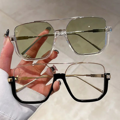 Women Vintage Oversized Sunglasses Fashion Men Square UV400 Shades Eyewear Unisex Trendy Ins Luxury Design Sun Glasses Goggles