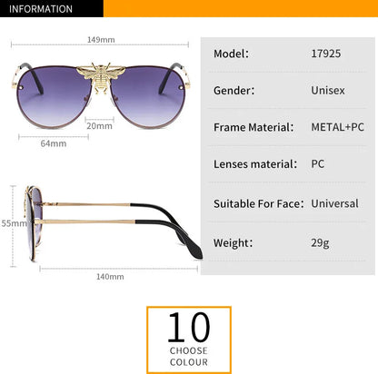 2022 Fashion Modern Oversized Sunglasses For Women Men Luxury Designer Sun Glasses Bee Decoration Trengding Shades UV400
