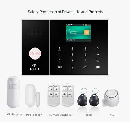 Wireless Home Alarm System Phone 4G Wifi Residential alarm Tuya Smart Home Child Safety protection Anti-theft Camera automation