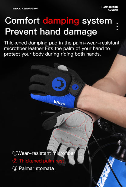 Cycling Anti-slip Full Finger Gloves MTB Bike Bicycle Gloves Pad Men Women Breathable Anti-shock Sports Gloves