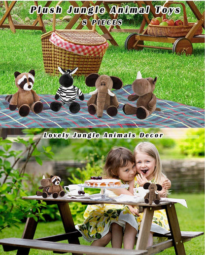 25CM Kawaii Jungle Animal Plush Toys Forest Animal Plush Dog Zebra Elephant Lion Fox Giraffe Children's Toys Doll Birthday Gift