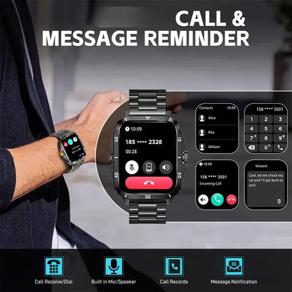 2025 New Smart Watch Sports Style USB Charging Alloy Case Stainless Steel Strap Wireless With Call Reminder Weather Function
