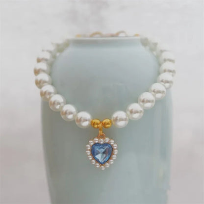 Adjustable Pet Pearl Necklace Accessories for Cats Gotas Animals Fashion Gem Sphynx Cat Collar Kitten Dog Collier Chat