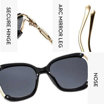 Designer Overisze Sunglasses For Woman Black Women's Fashion Metal Party Sun Glasses Big Frame Sale With Case Brown Green Red