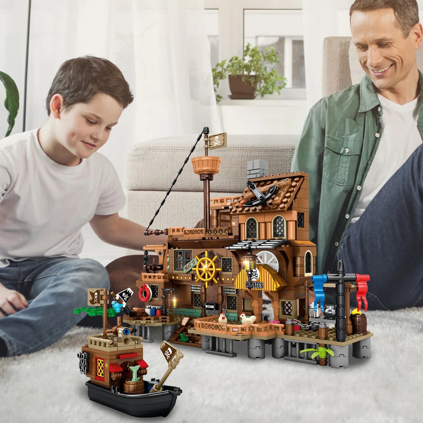 573pcs Ideas Pirate Ship Model Building Blocks Set,Halloween Christmas Gifts,Children'S Toys,Compatible With Legoed Particles