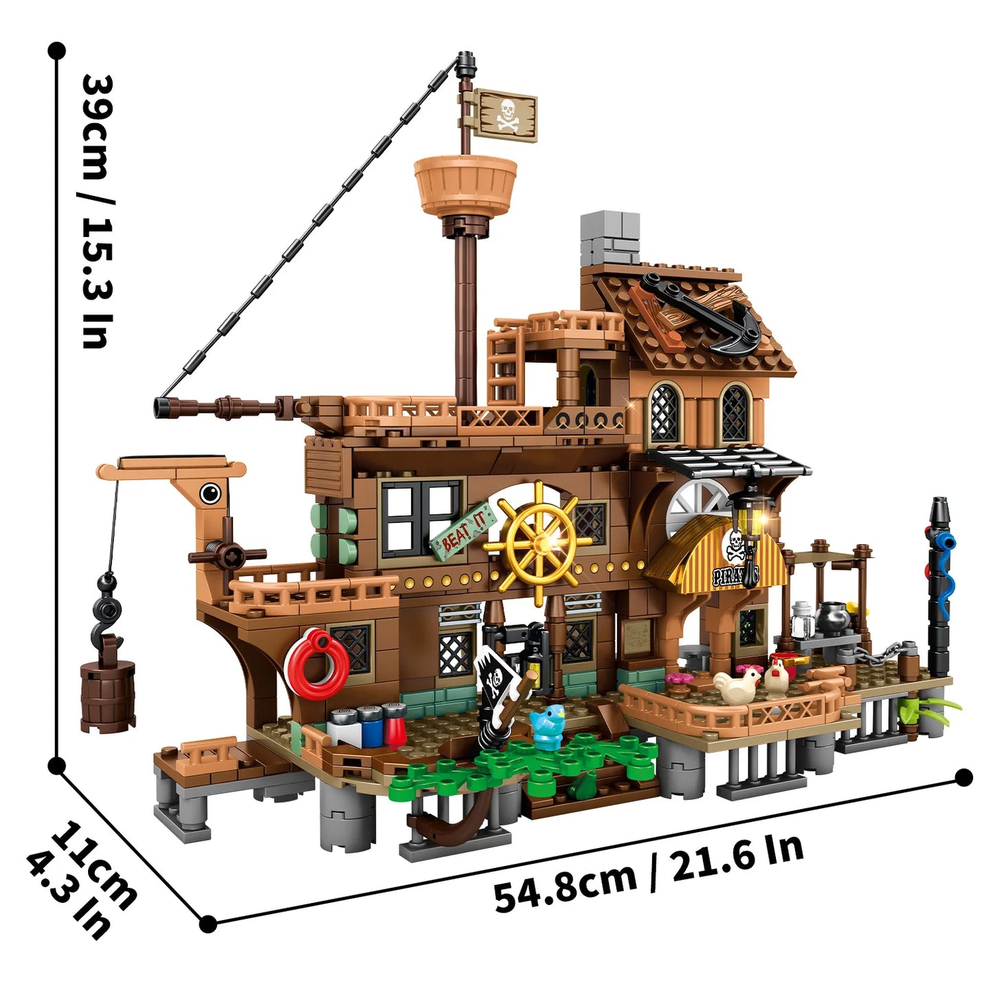 573pcs Ideas Pirate Ship Model Building Blocks Set,Halloween Christmas Gifts,Children'S Toys,Compatible With Legoed Particles