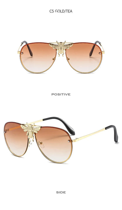 2022 Fashion Modern Oversized Sunglasses For Women Men Luxury Designer Sun Glasses Bee Decoration Trengding Shades UV400