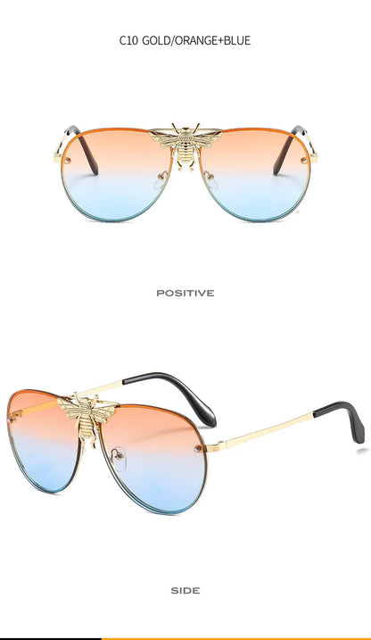 2022 Fashion Modern Oversized Sunglasses For Women Men Luxury Designer Sun Glasses Bee Decoration Trengding Shades UV400