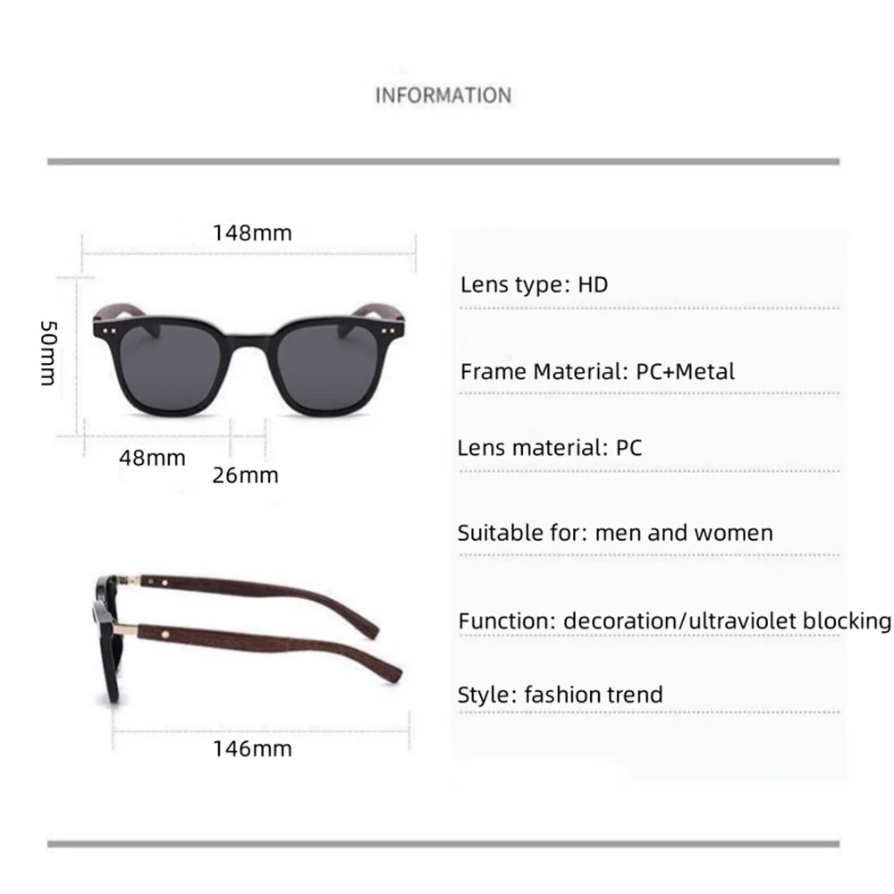 Sunglasses for Men Women's Trendy Retro Wood Grain Polarized UV Protection Eyewear Cycling Outdoor Street Photography