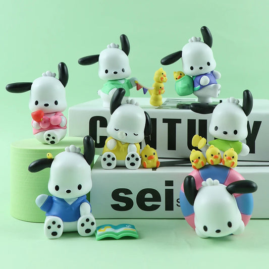 Sanrio Pochacco Go To School Cartoon Anime Figure Doll Model Decorate Action Figures Hobbies Children's Toys Christmas Gift
