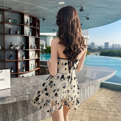 2024 New Swimsuit for Women Soaking in Hot Springs, One-piece Skirt Style with Belly Covering, Slimming and Sexy Bikini Swimwear