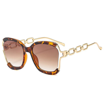 Designer Overisze Sunglasses For Woman Black Women's Fashion Metal Party Sun Glasses Big Frame Sale With Case Brown Green Red
