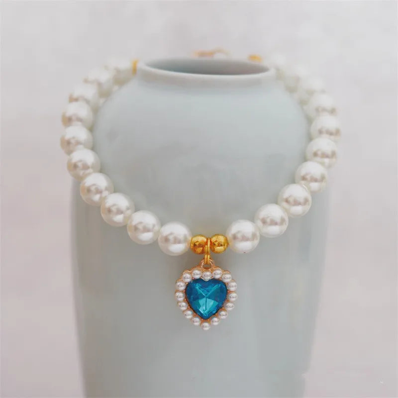Adjustable Pet Pearl Necklace Accessories for Cats Gotas Animals Fashion Gem Sphynx Cat Collar Kitten Dog Collier Chat