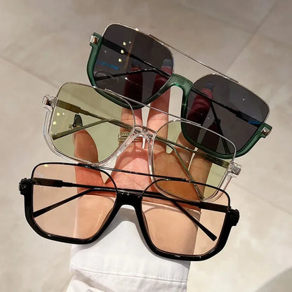 Women Vintage Oversized Sunglasses Fashion Men Square UV400 Shades Eyewear Unisex Trendy Ins Luxury Design Sun Glasses Goggles