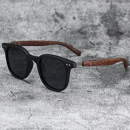 Sunglasses for Men Women's Trendy Retro Wood Grain Polarized UV Protection Eyewear Cycling Outdoor Street Photography