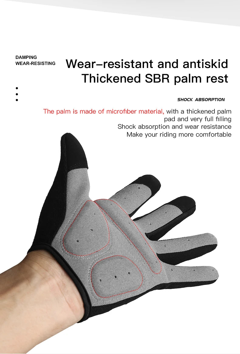 Cycling Anti-slip Full Finger Gloves MTB Bike Bicycle Gloves Pad Men Women Breathable Anti-shock Sports Gloves