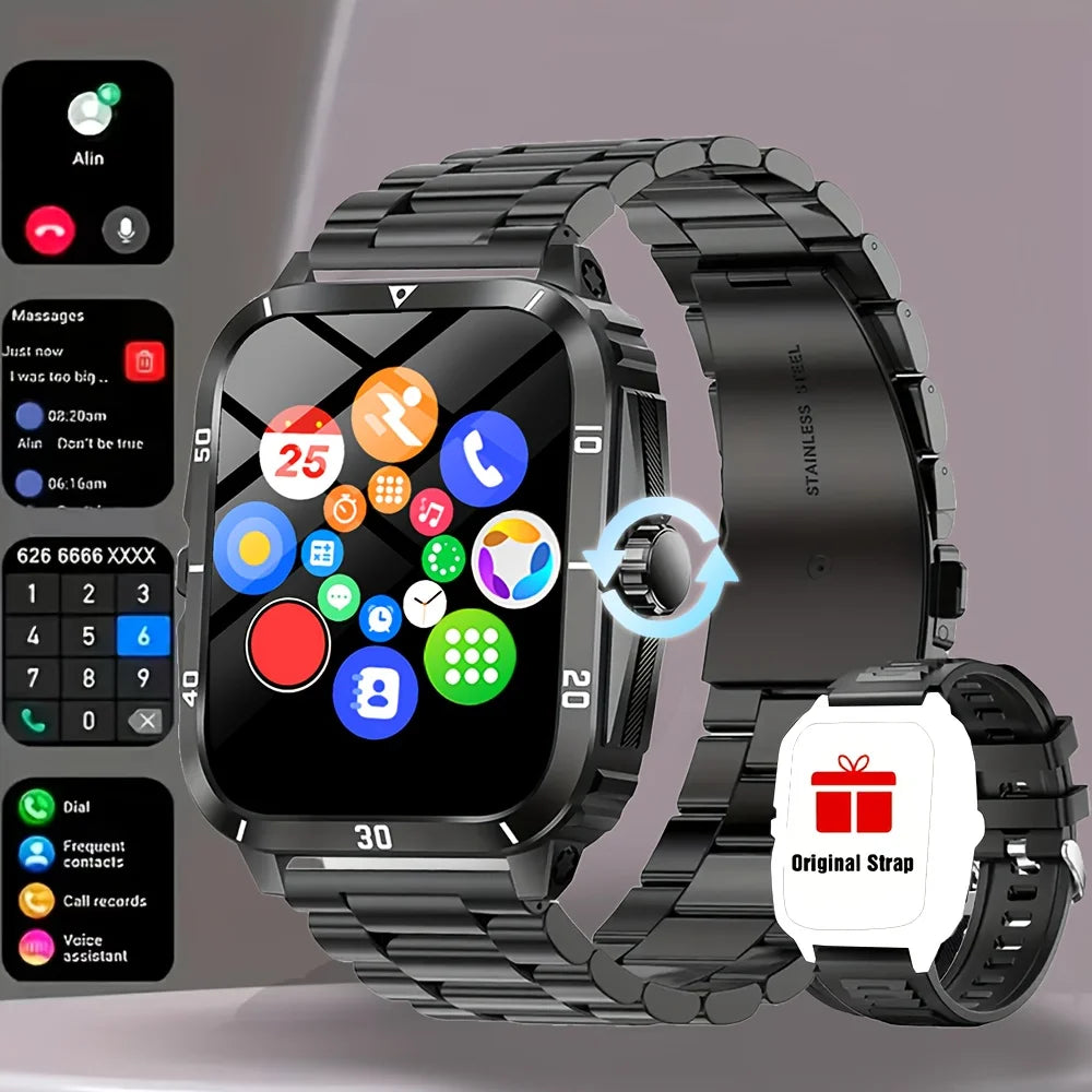 2025 New Smart Watch Sports Style USB Charging Alloy Case Stainless Steel Strap Wireless With Call Reminder Weather Function