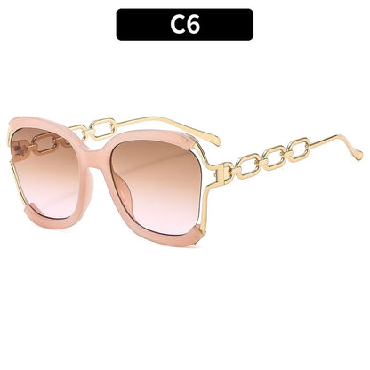 Designer Overisze Sunglasses For Woman Black Women's Fashion Metal Party Sun Glasses Big Frame Sale With Case Brown Green Red