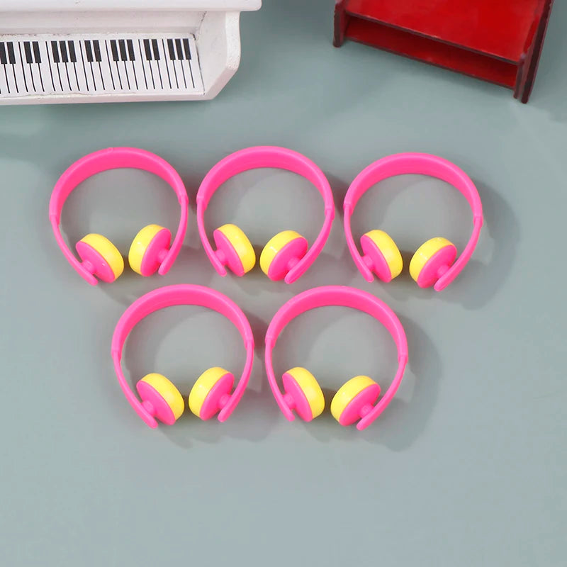 5pcs/set 1:12 Dollhouse Miniatures Accessories Headphones For Doll Toy Doll Earphone Dollhouse Furniture Decoration Accessories
