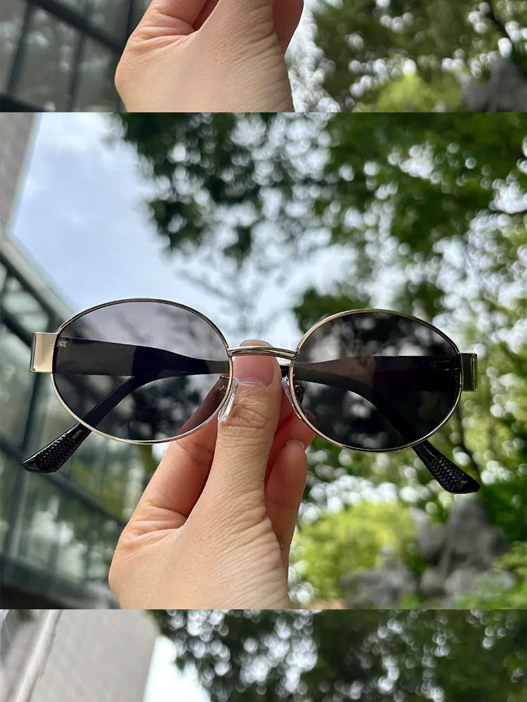 Luxury brand metal sunglasses for men and women unisex designer fashion sun glasses Oval unisex Stylish Eyewear shades UV400