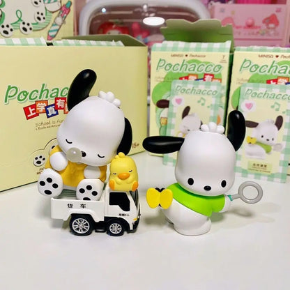 Sanrio Pochacco Go To School Cartoon Anime Figure Doll Model Decorate Action Figures Hobbies Children's Toys Christmas Gift