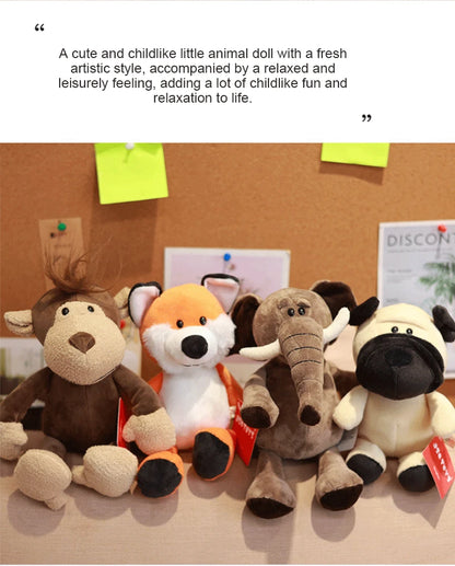 25CM Kawaii Jungle Animal Plush Toys Forest Animal Plush Dog Zebra Elephant Lion Fox Giraffe Children's Toys Doll Birthday Gift