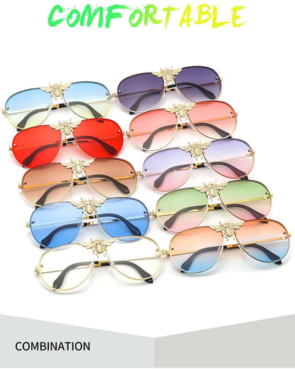 2022 Fashion Modern Oversized Sunglasses For Women Men Luxury Designer Sun Glasses Bee Decoration Trengding Shades UV400