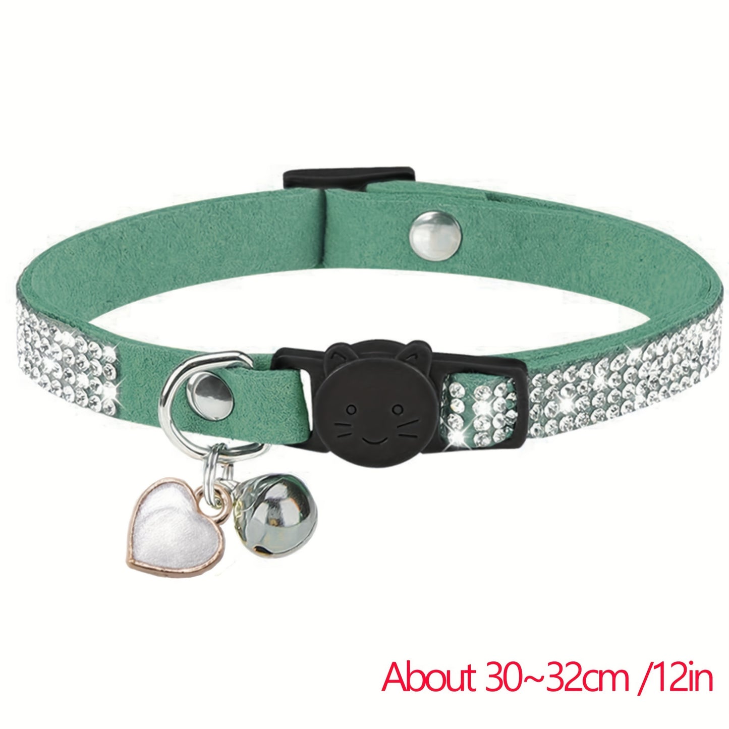 Rhinestone Soft Velvet Cat Collar, Breakaway Cat Collar With Bell And Pendant, Adjustable Kitten Collar With Quick Release Safety Buckle Pet Accessories