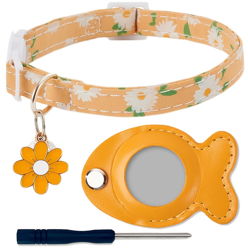 [GPS Cat Collar Locator] Comfortable GPS Cat Collar - Adjustable Acrylic Pet Necklace with Fish Bell, All Breed Sizes, Lost Cat Locator