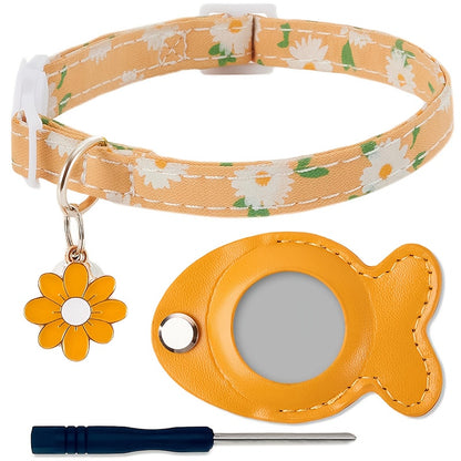 [GPS Cat Collar Locator] Comfortable GPS Cat Collar - Adjustable Acrylic Pet Necklace with Fish Bell, All Breed Sizes, Lost Cat Locator