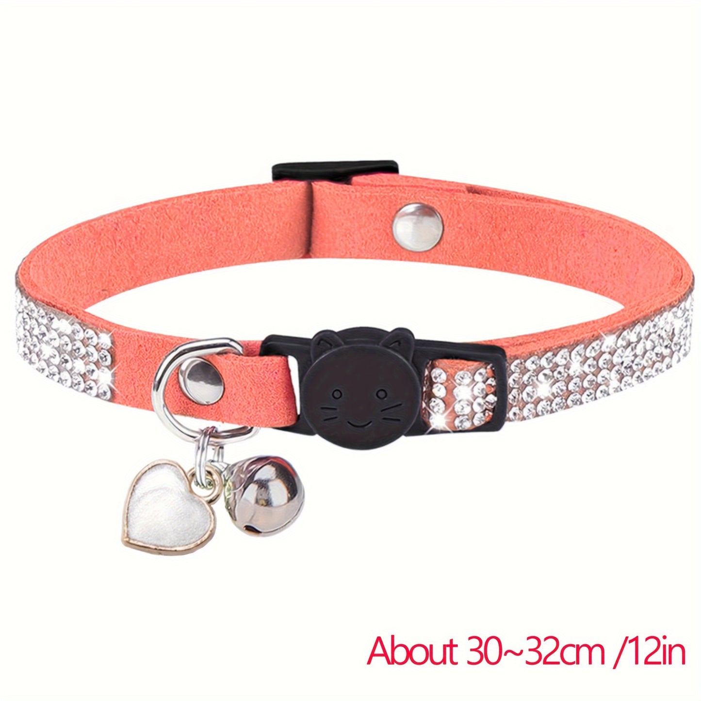 Rhinestone Soft Velvet Cat Collar, Breakaway Cat Collar With Bell And Pendant, Adjustable Kitten Collar With Quick Release Safety Buckle Pet Accessories