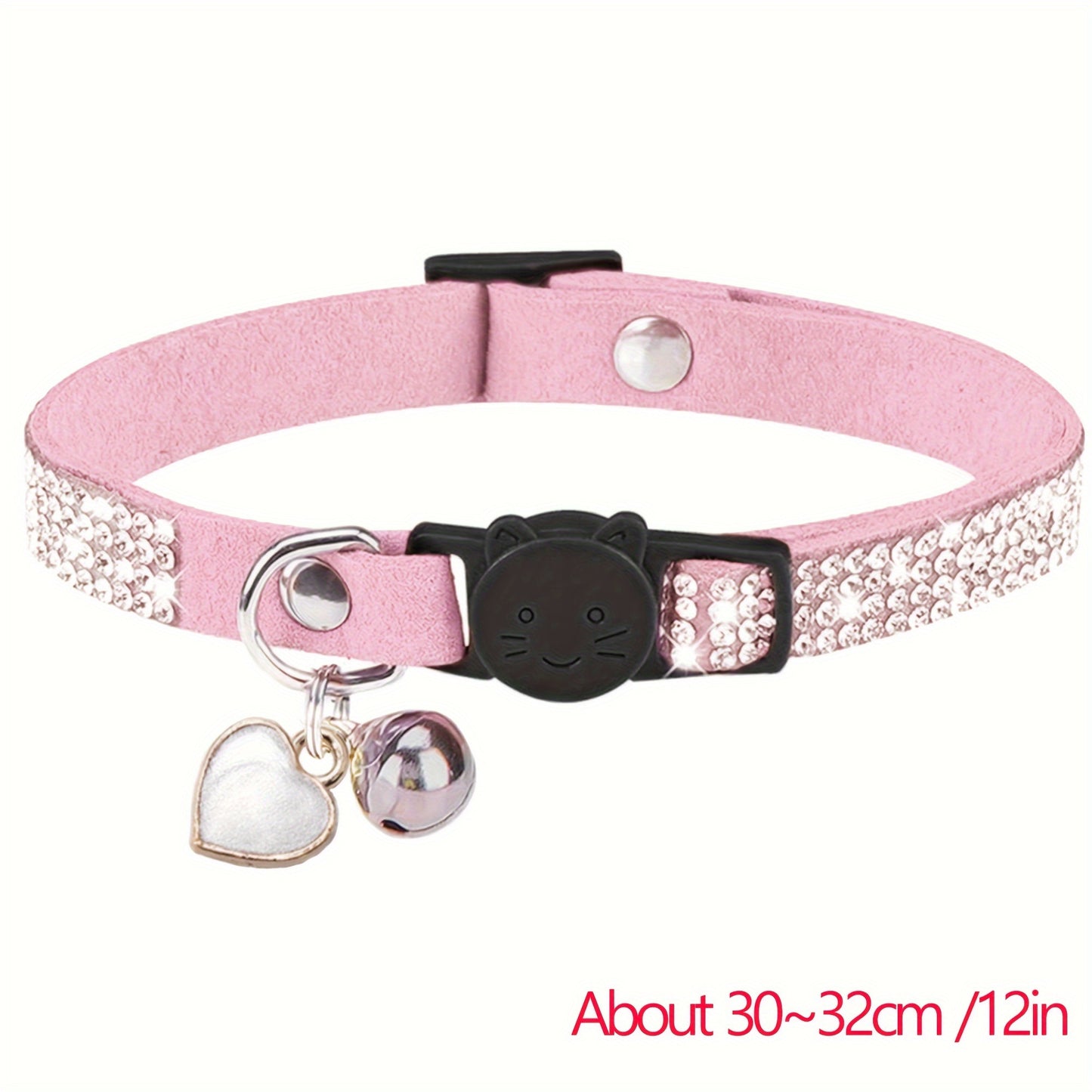 Rhinestone Soft Velvet Cat Collar, Breakaway Cat Collar With Bell And Pendant, Adjustable Kitten Collar With Quick Release Safety Buckle Pet Accessories