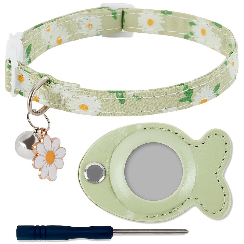 [GPS Cat Collar Locator] Comfortable GPS Cat Collar - Adjustable Acrylic Pet Necklace with Fish Bell, All Breed Sizes, Lost Cat Locator