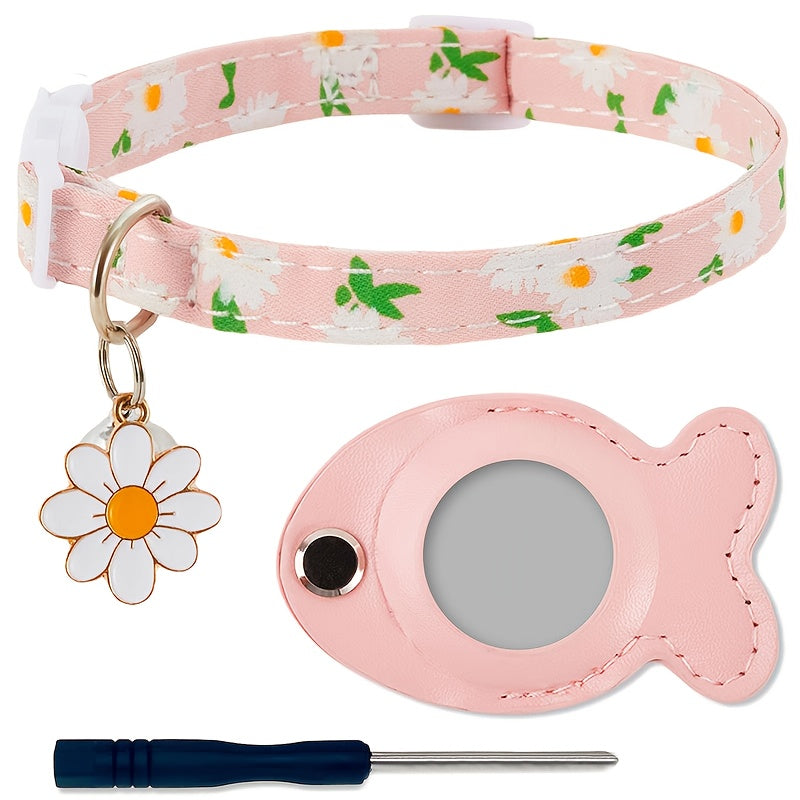 [GPS Cat Collar Locator] Comfortable GPS Cat Collar - Adjustable Acrylic Pet Necklace with Fish Bell, All Breed Sizes, Lost Cat Locator