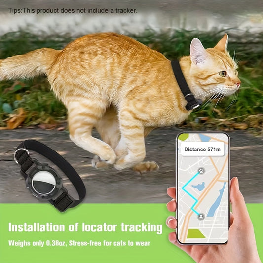 1PC Cat Collar with Locator Slot - Anti-Lost Tracking Holder - Durable ABS Material Accessory for All Breeds - Lightweight Adjustable Pet Collar with GPS Tracker Compartment