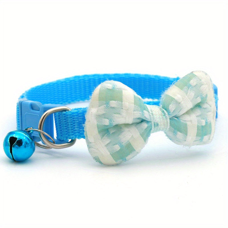 1pc Stylish Adjustable Plaid Cat Collar with Bow Tie - Fashionable Cats Collars for Holiday Dress Up, Everyday Wear, and Pet Photography - Soft, Comfortable, and Adjustable Design