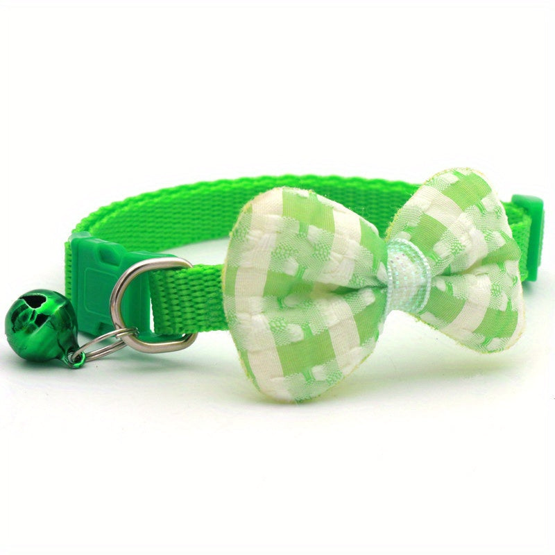 1pc Stylish Adjustable Plaid Cat Collar with Bow Tie - Fashionable Cats Collars for Holiday Dress Up, Everyday Wear, and Pet Photography - Soft, Comfortable, and Adjustable Design