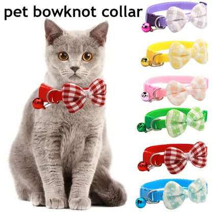 1pc Stylish Adjustable Plaid Cat Collar with Bow Tie - Fashionable Cats Collars for Holiday Dress Up, Everyday Wear, and Pet Photography - Soft, Comfortable, and Adjustable Design